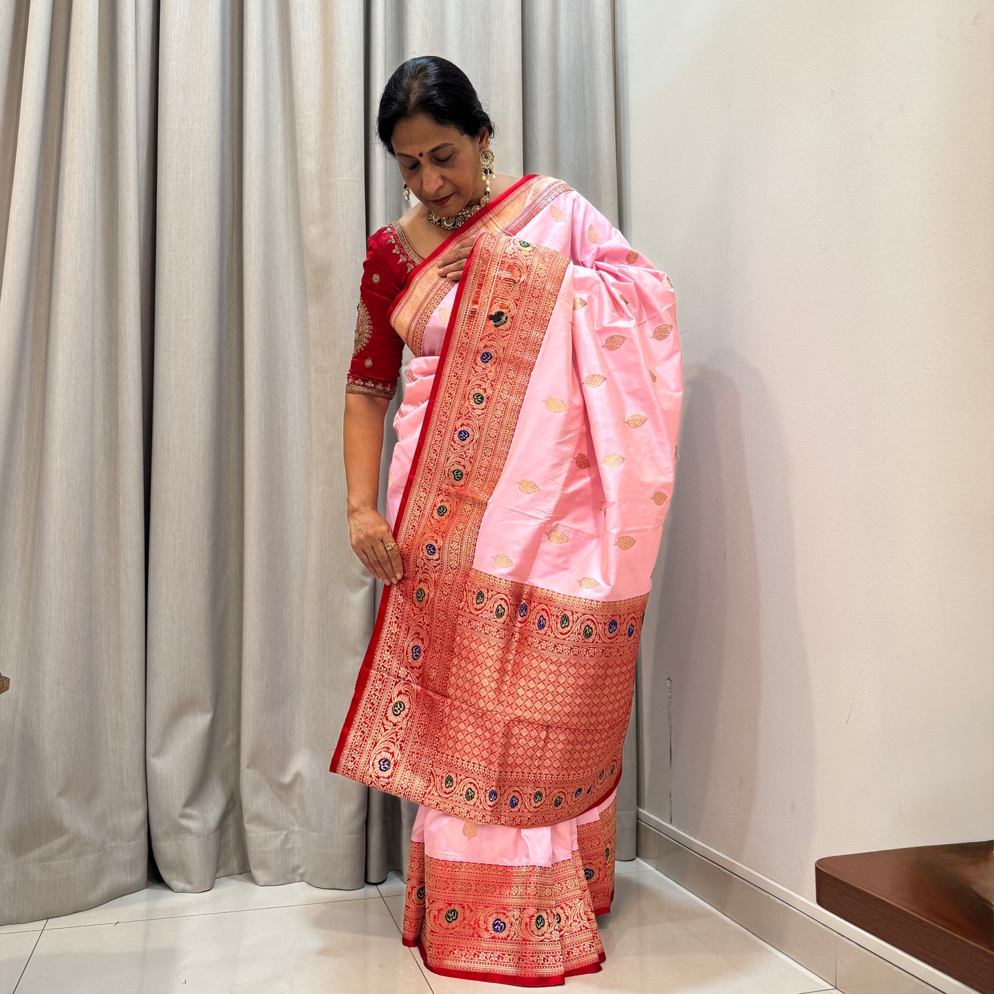 Rupali: Pink Handwoven Banarasi Katan Silk Saree