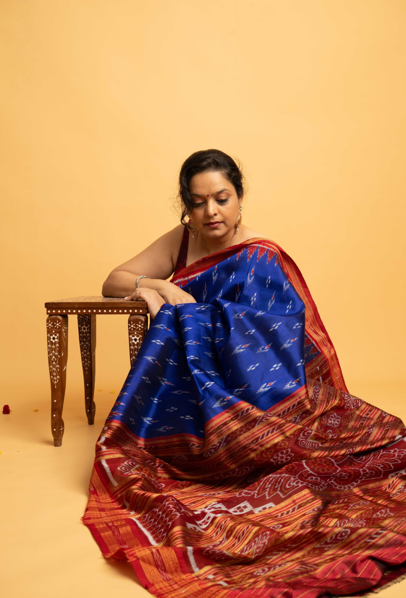 Neelaya: Blue Sambalpuri Ikkat Silk Saree
