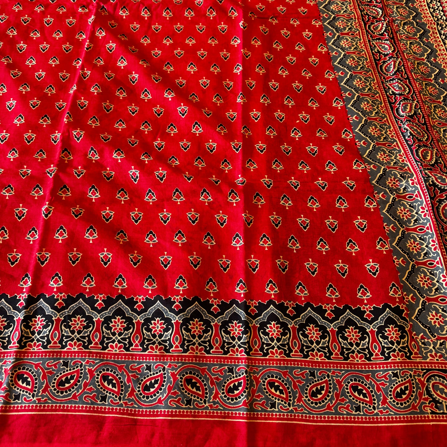 Anindita: Red Sanganeri Block Print Saree