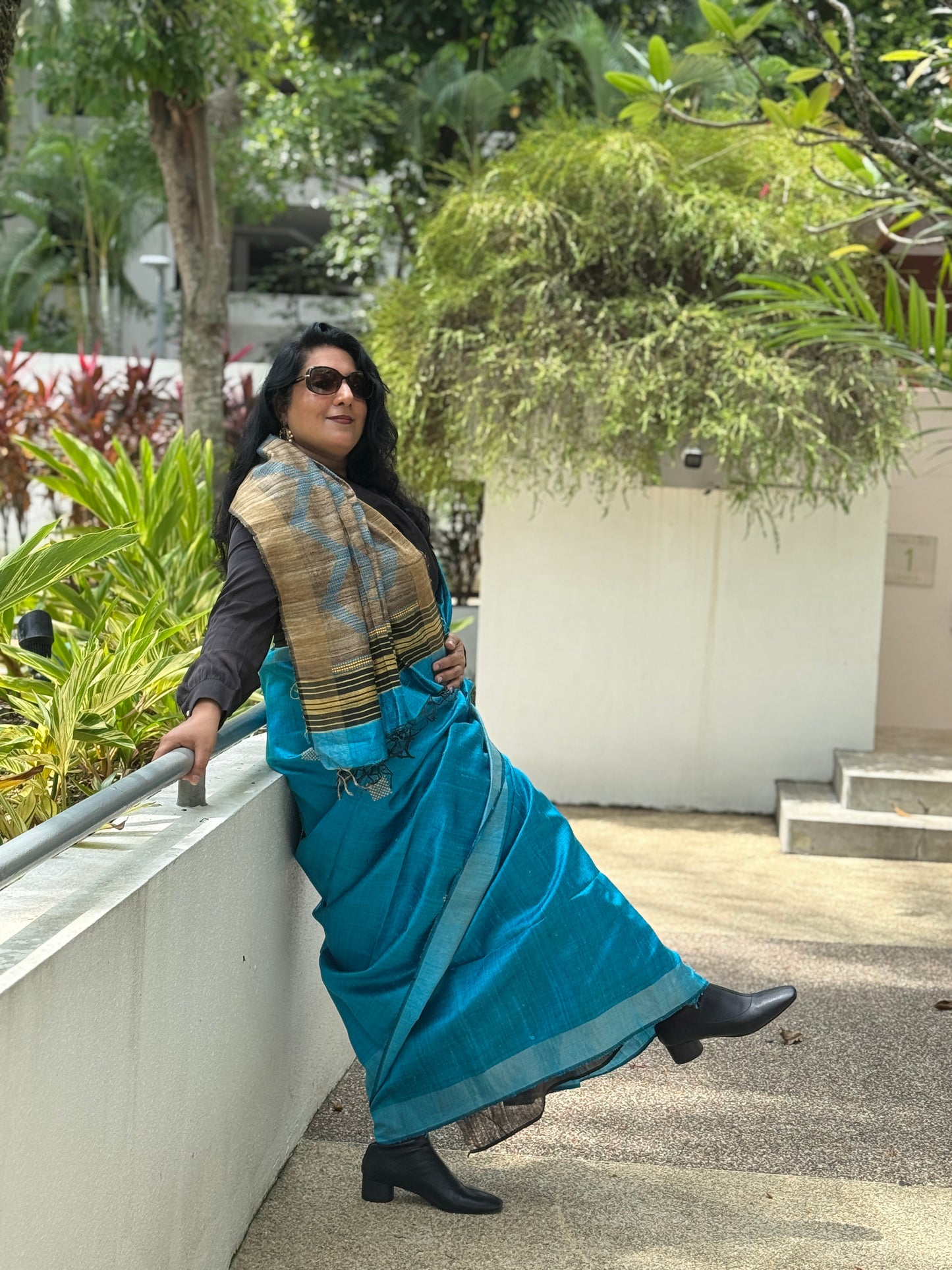 Neela: Blue Handwoven Ghicha Silk Saree
