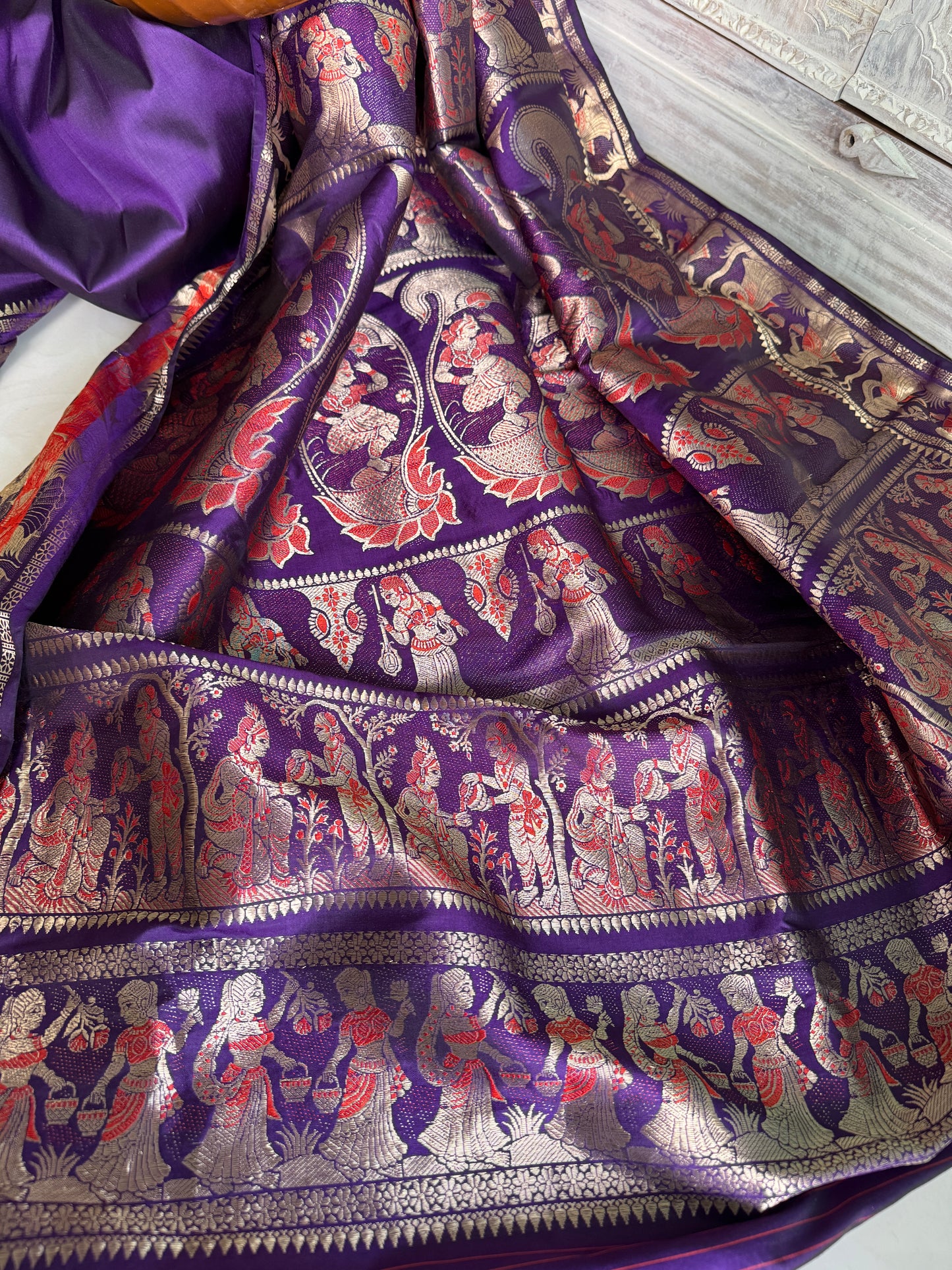 PURPLE BALUCHARI SILK SAREE