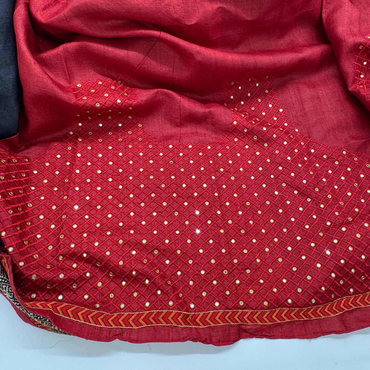 Neeraja: Black Embroidered Tussar Silk Saree