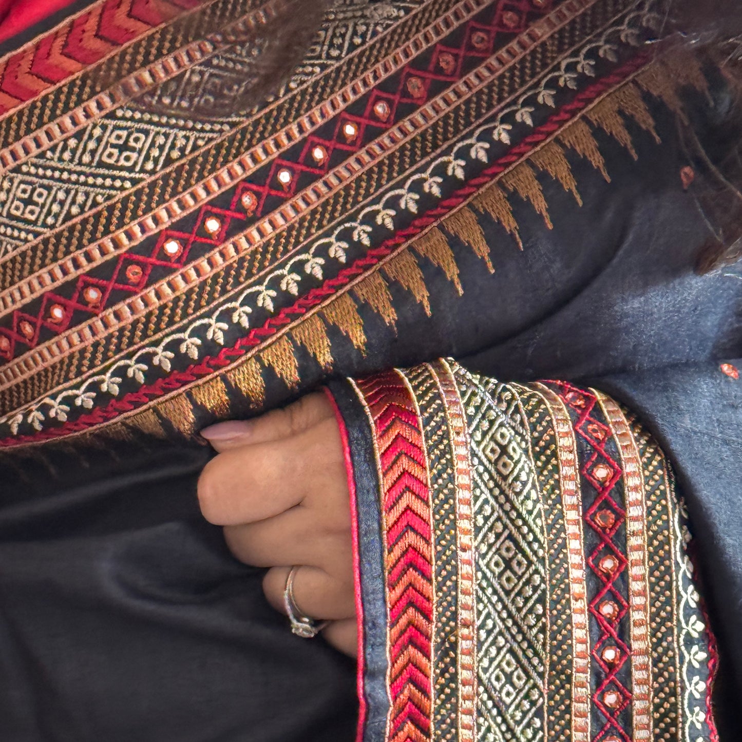 Neeraja: Black Embroidered Tussar Silk Saree