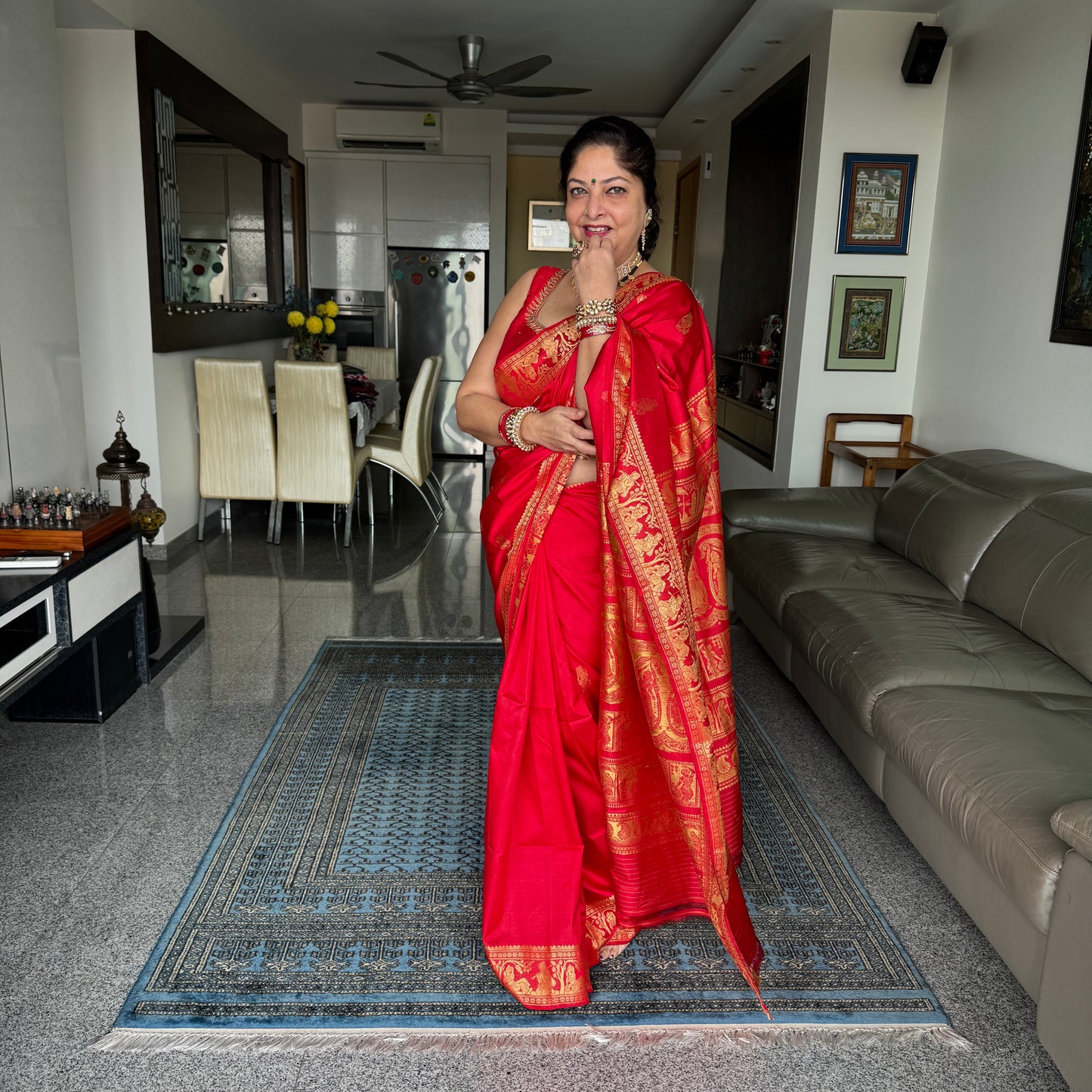 Regalia: Red Baluchari Silk Saree