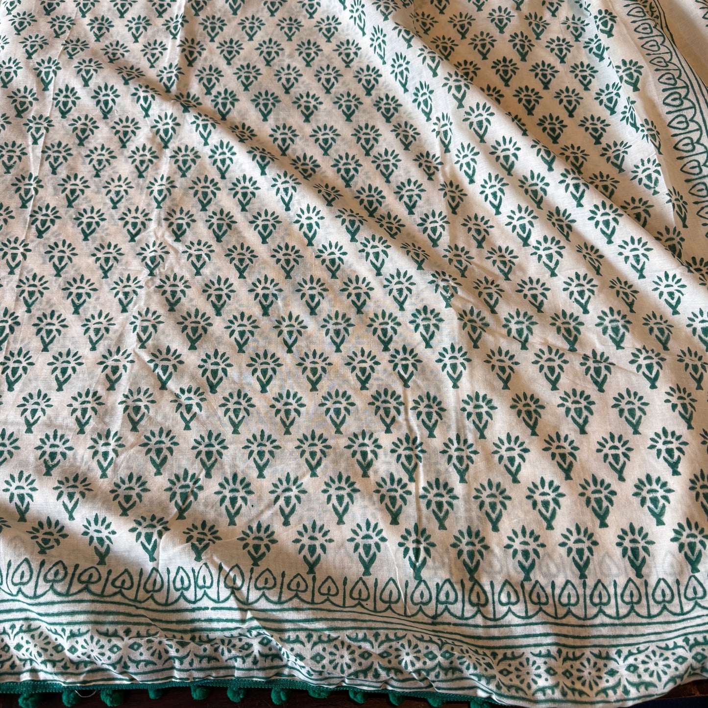 Trisha: White Cotton Sanganeri Block Print Saree