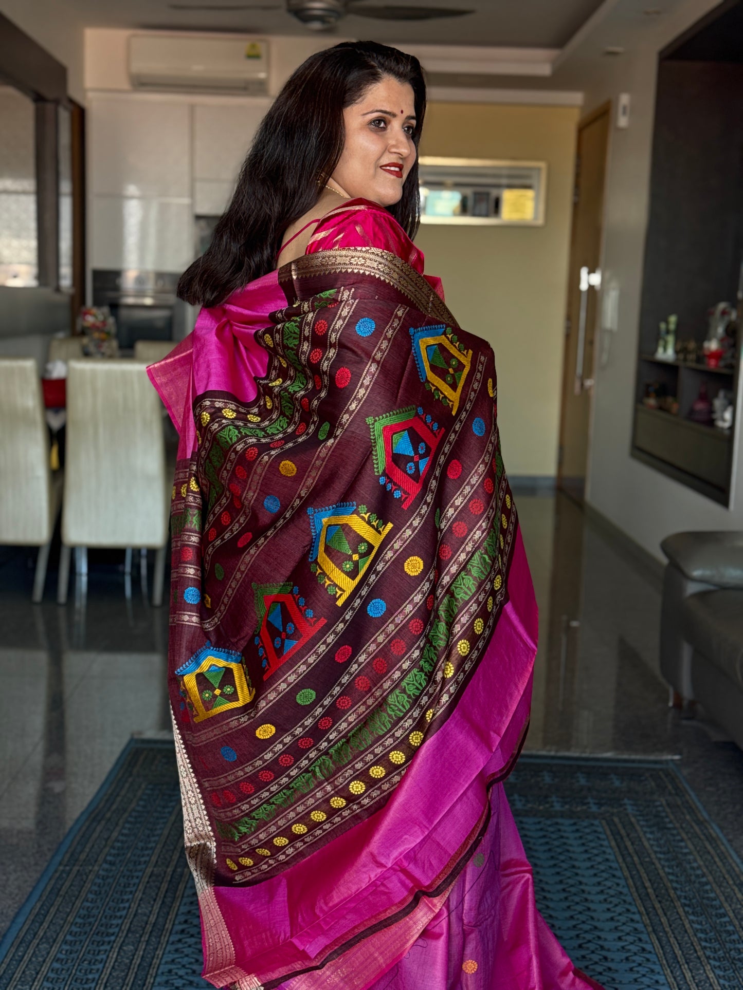 Disha: Pink Dolabedi Handwoven Pure Silk Saree