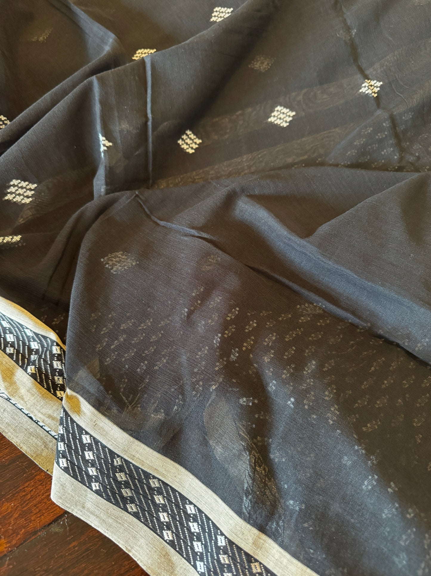 Meghla: Black Handloom Assam Cotton Saree