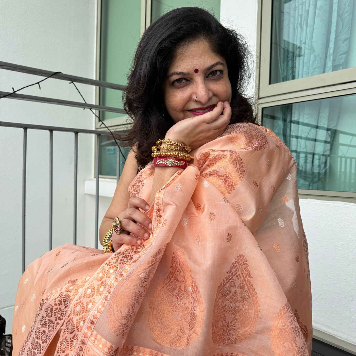 Peach Kesapat Silk Saree