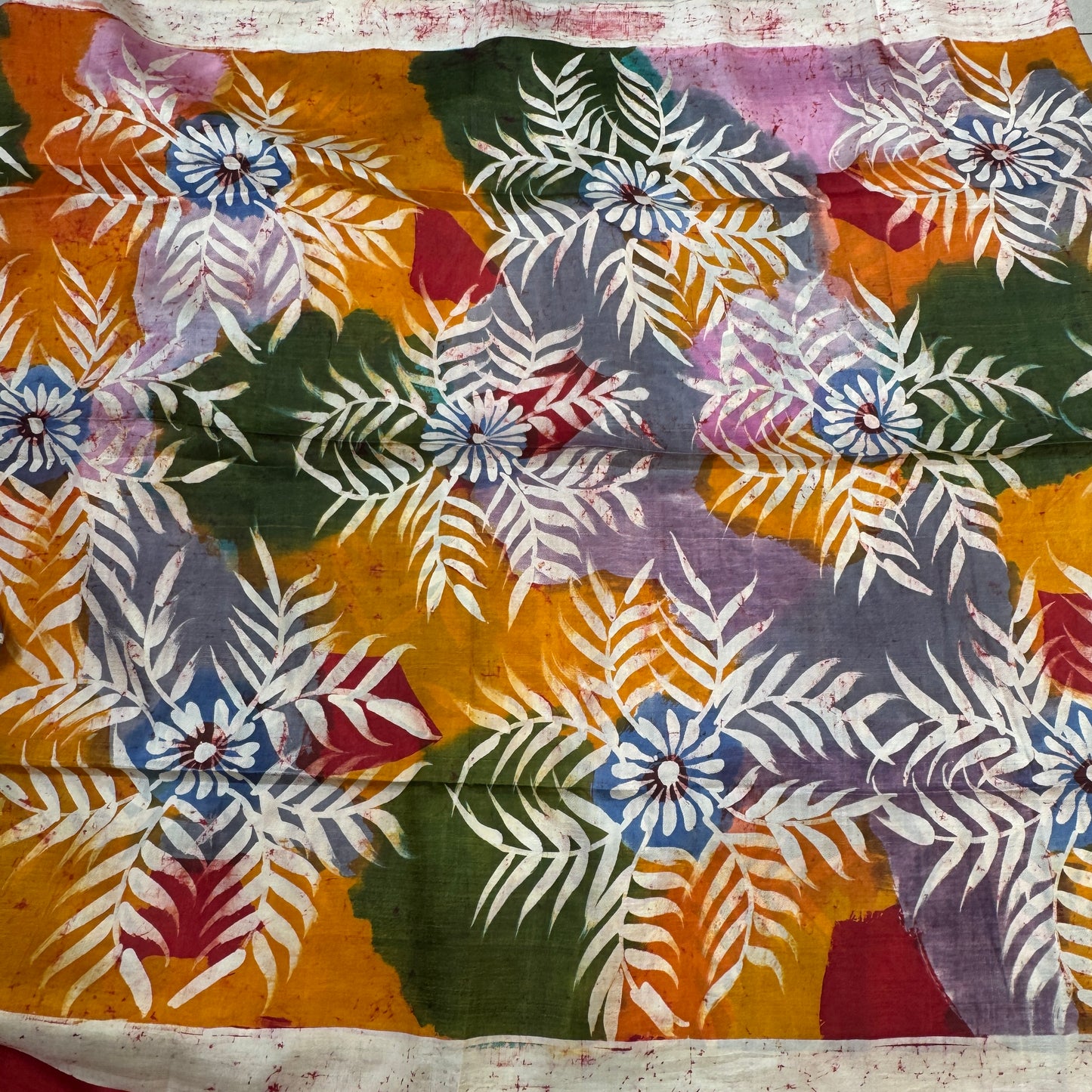 Raunak: Multicolored Batik Hand-painted Tussar Silk Saree