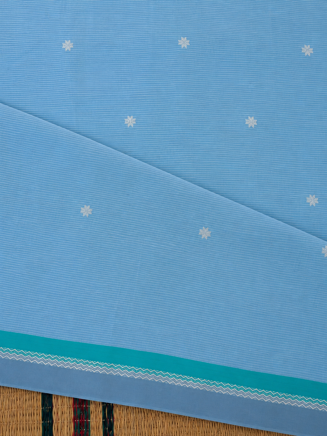 Indrani: Blue Cotton Handloom Jamdani Saree