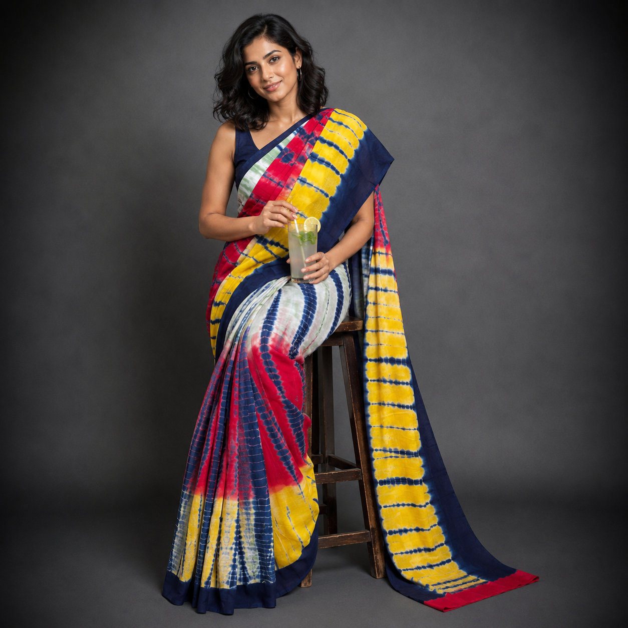 Rupkatha: Multicolored Cotton Bandhni Saree