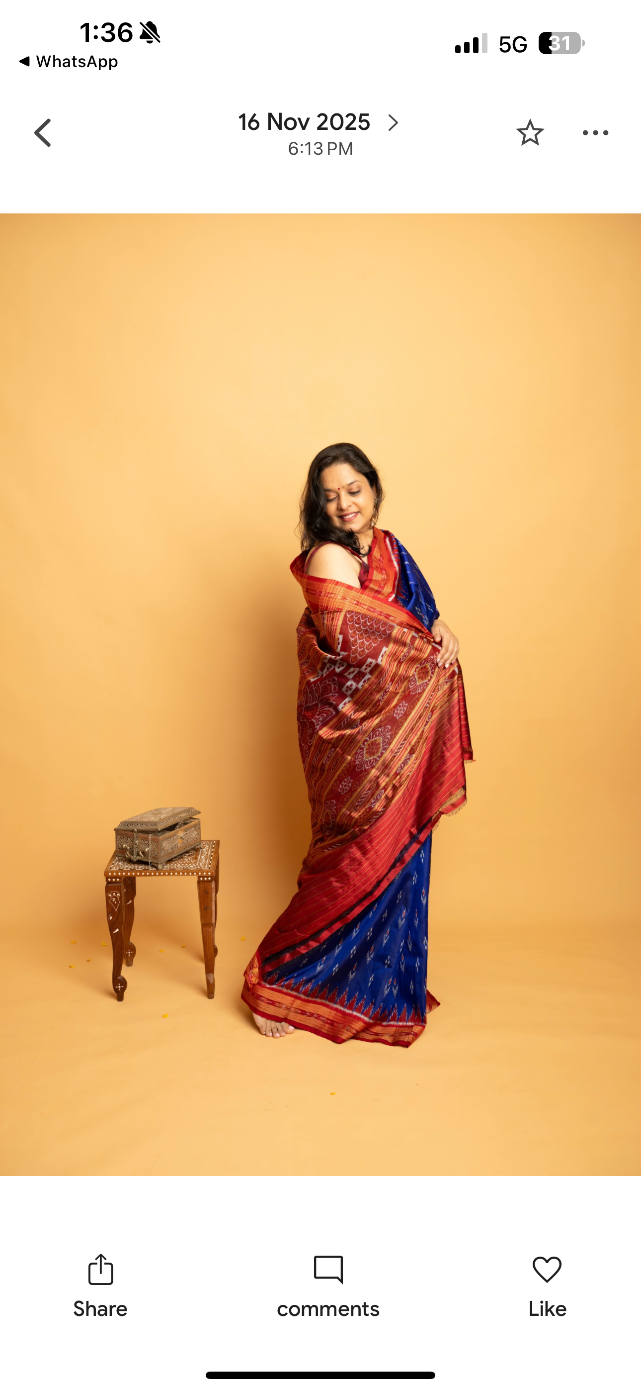 Neelaya: Blue Sambalpuri Ikkat Silk Saree