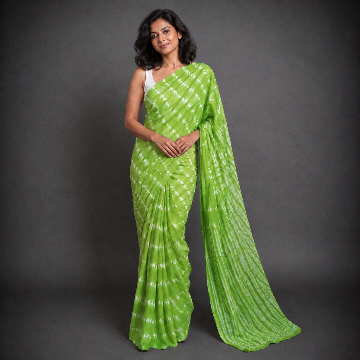 Durba: Green Cotton Bandhni Saree