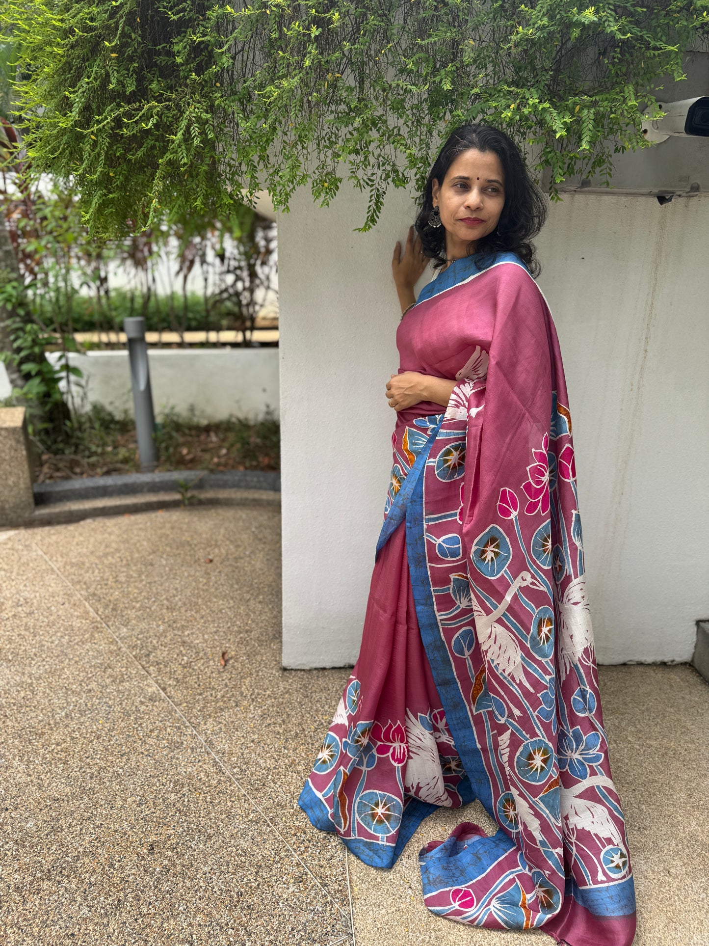 Maya: Pink Batik Silk Saree