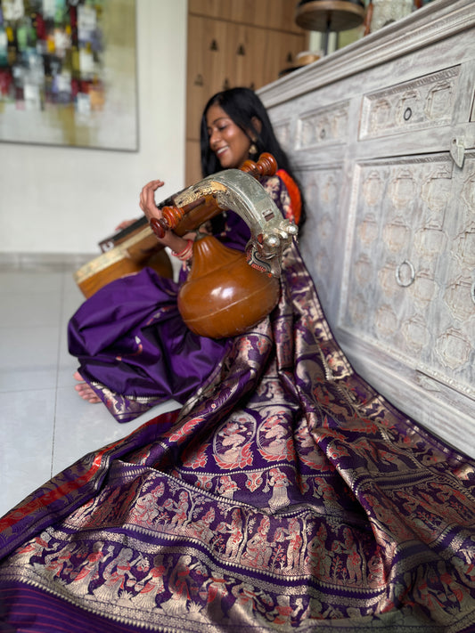 PURPLE BALUCHARI SILK SAREE