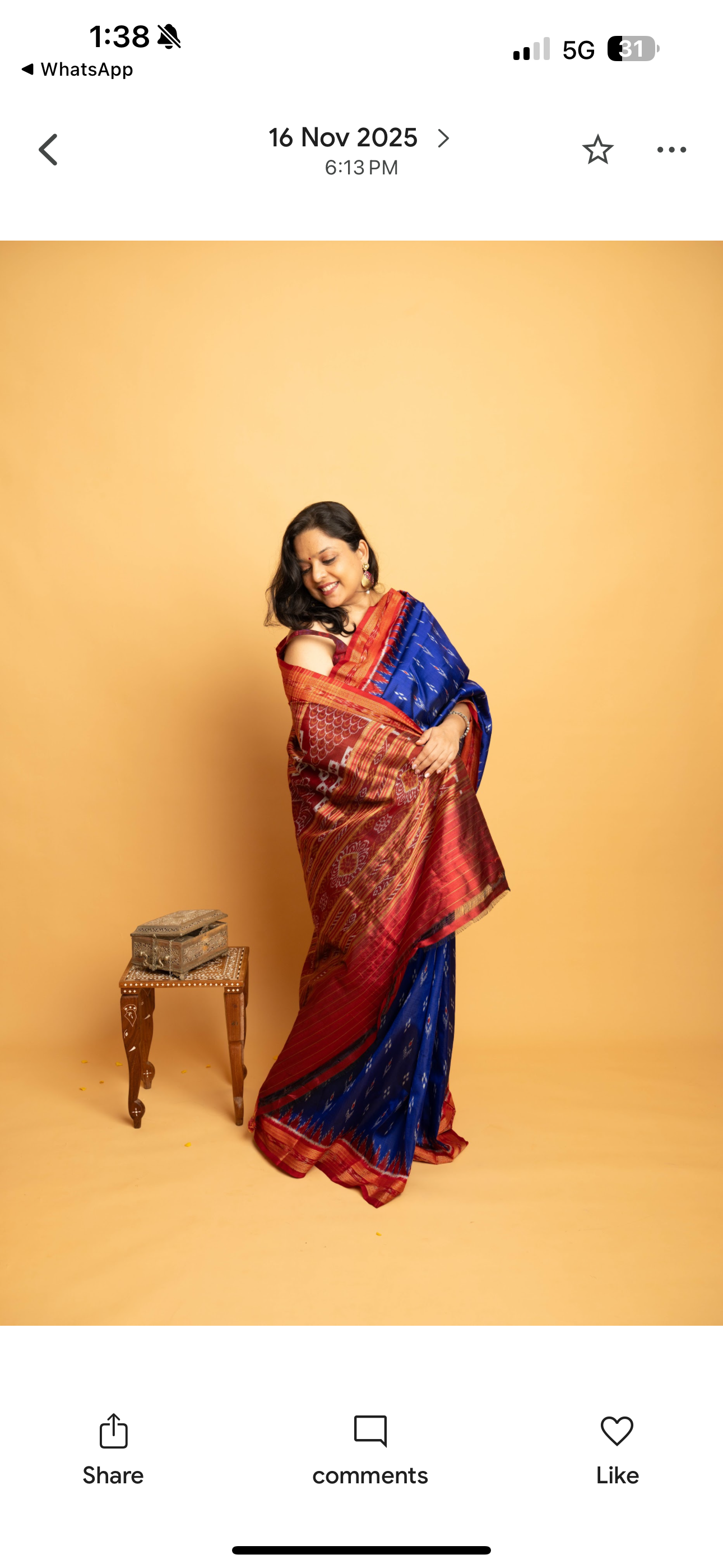 Neelaya: Blue Sambalpuri Ikkat Silk Saree