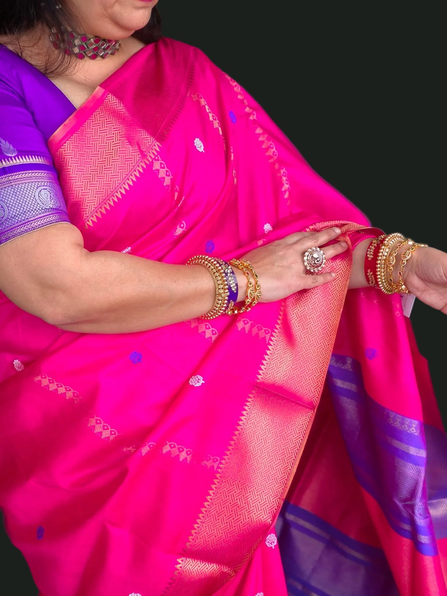 Veda: Pink Handwoven Pattu Silk Saree