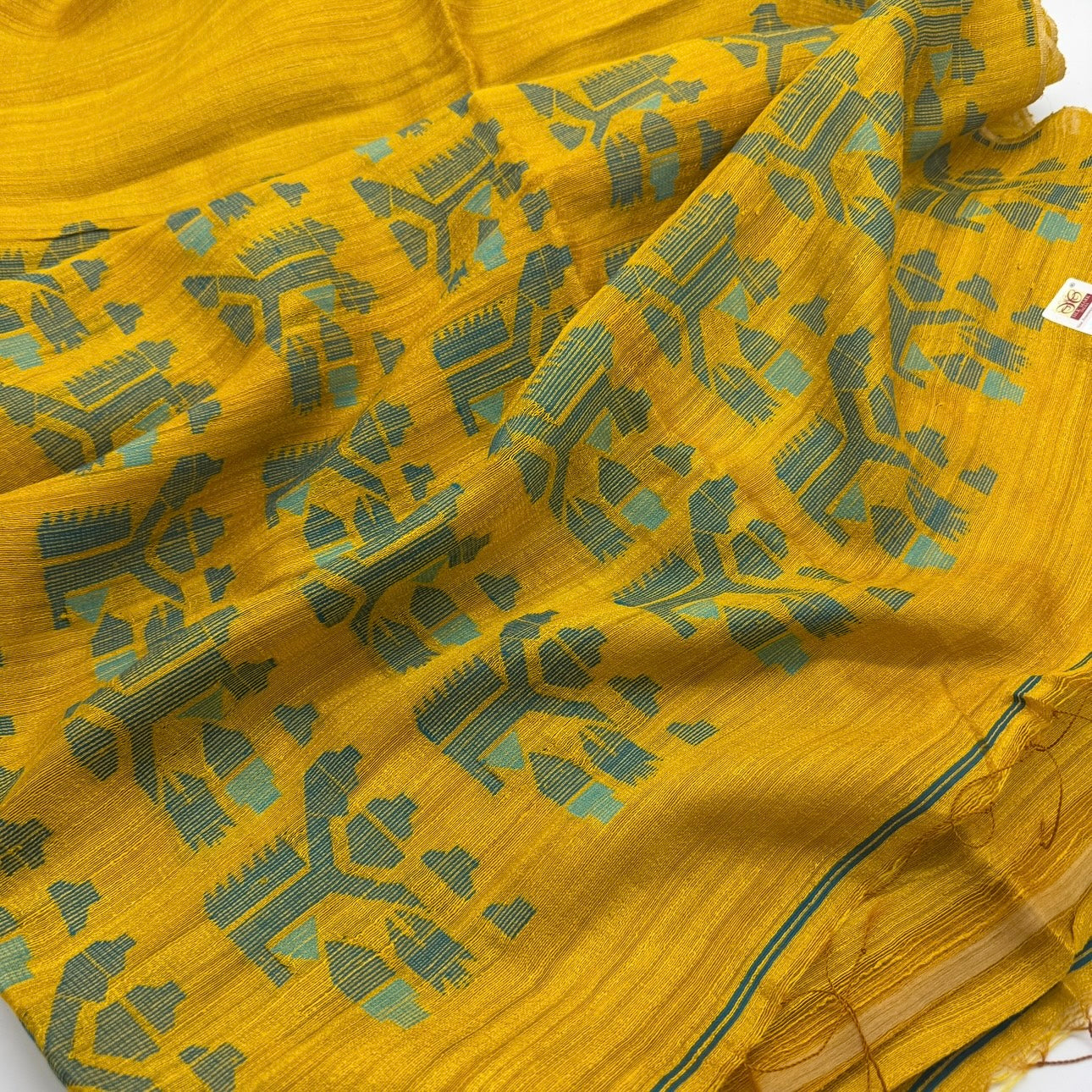Sonar Tara: Yellow Matka Silk Saree with Green Jamdani Motifs