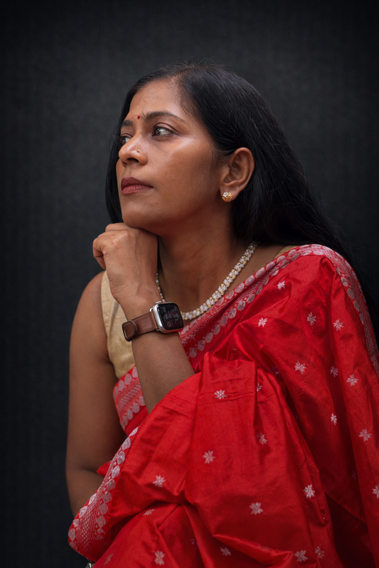 Shubhra: Red Handwoven Paat Silk Saree