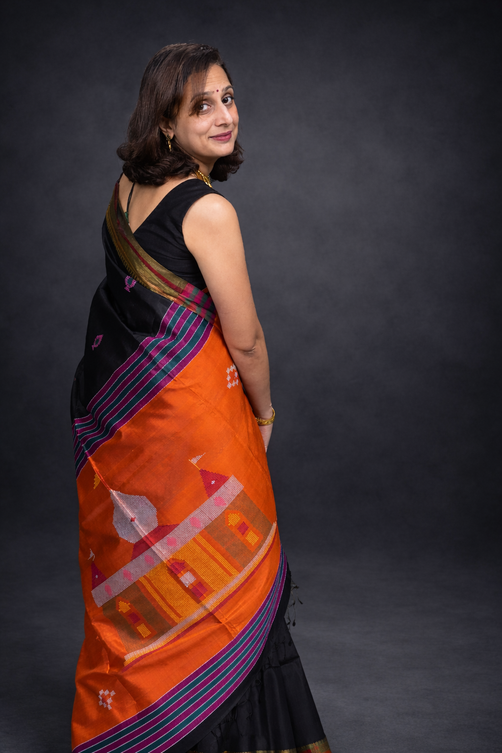 Alisha: Black Handwoven Katan Silk Saree