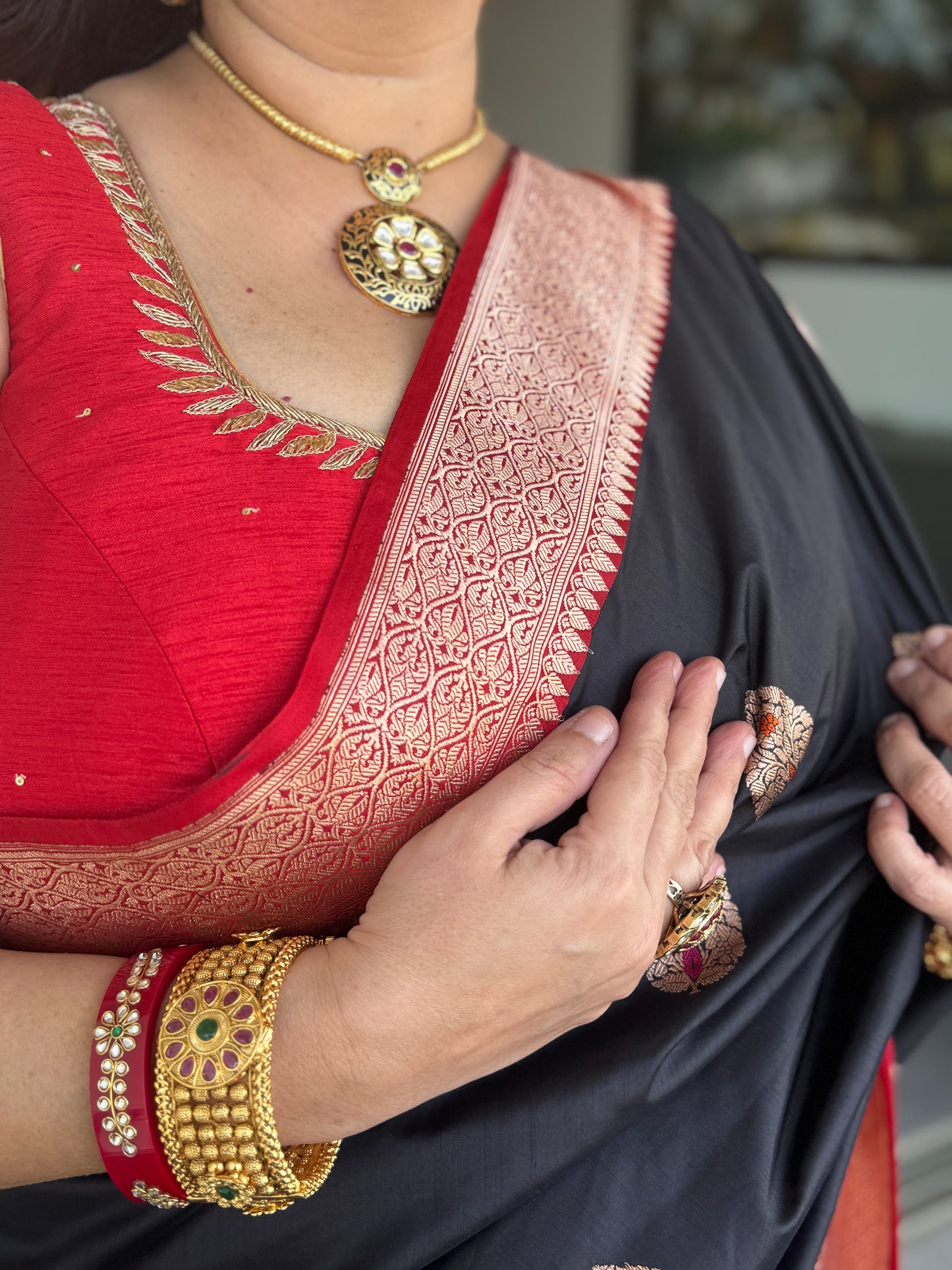 Jaya: Black Handwoven Banarasi Katan Silk Saree
