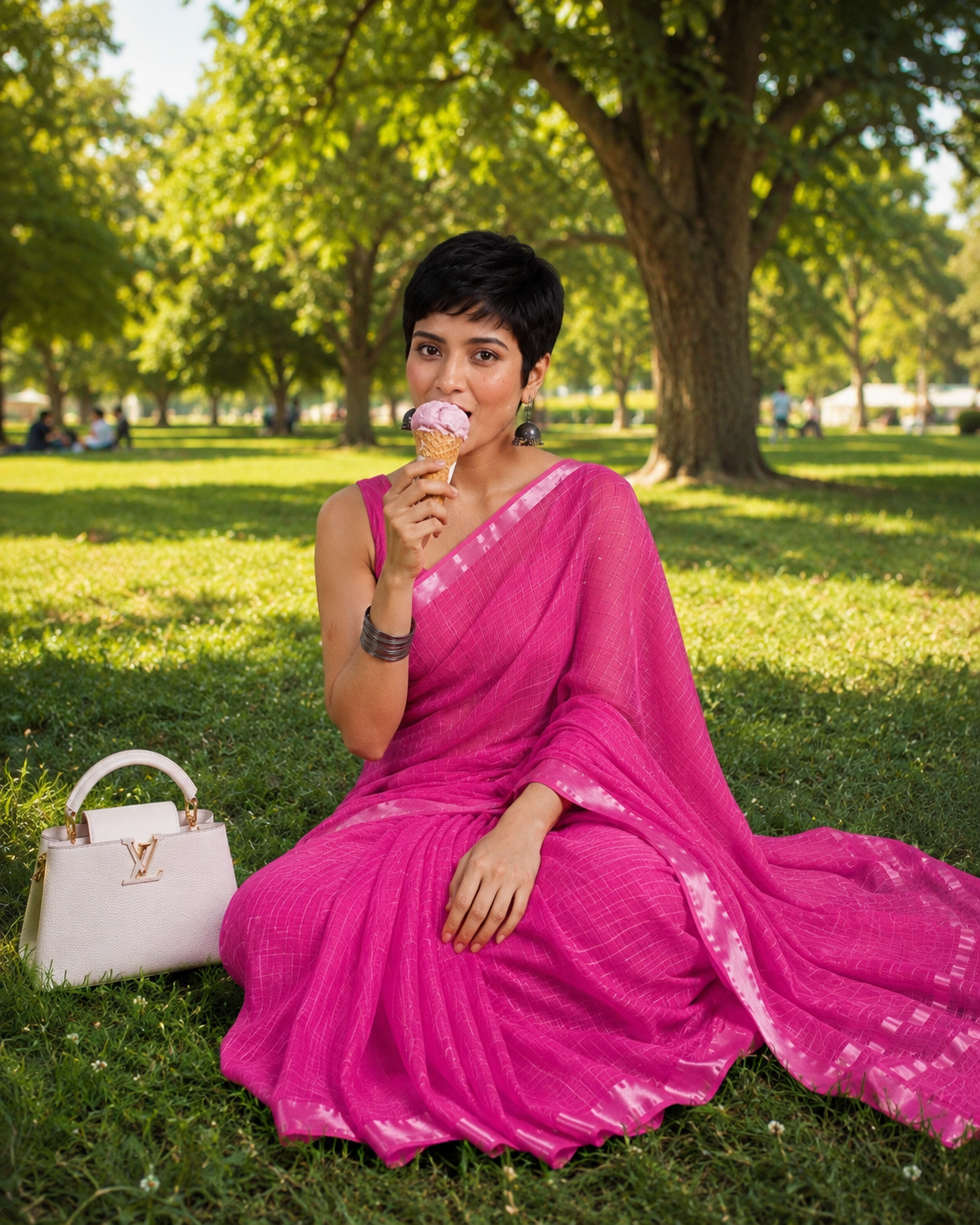 Aarna: Pink Linen Saree