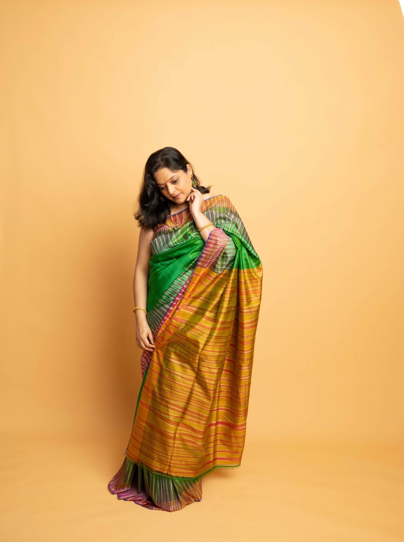 Aranya: Green Sambalpuri Ikkat Silk Saree
