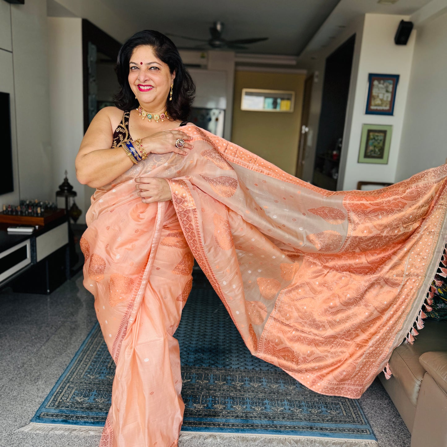 Peach Kesapat Silk Saree