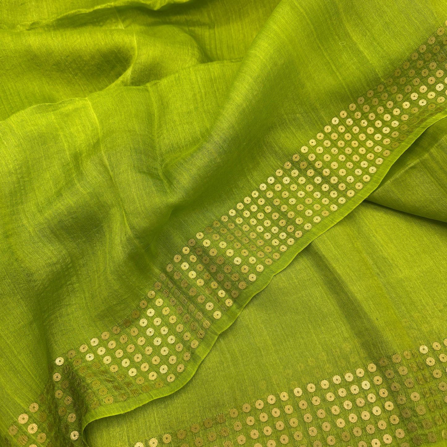 Haritala: Green Tussar Silk Saree with Sequins