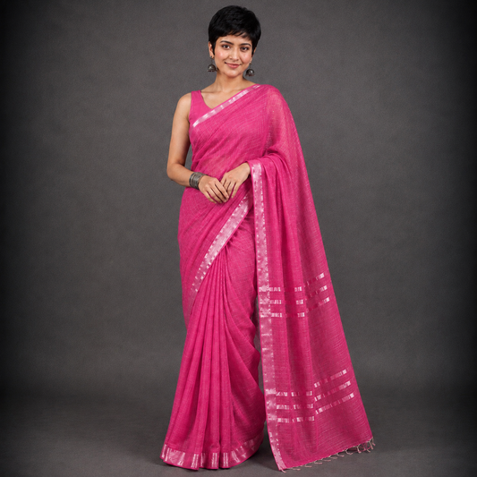 Aarna: Pink Linen Saree