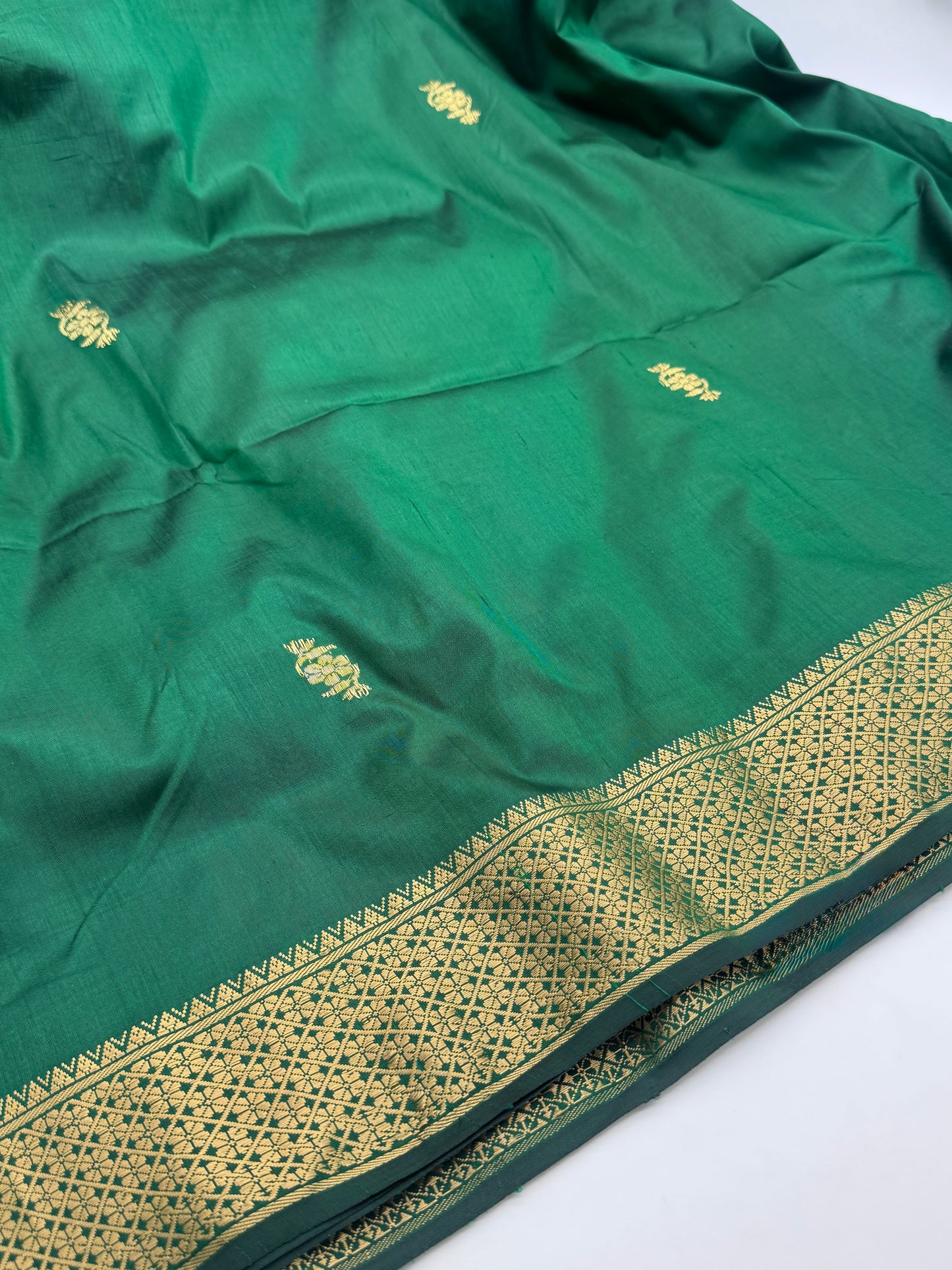 Kavita: Green & Purple Pattu Silk Saree