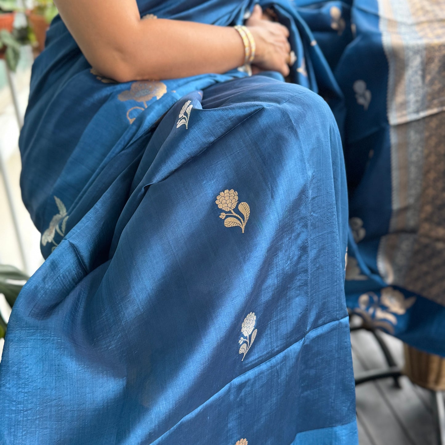 Neelaya: Blue Banarasi Katan Silk Saree