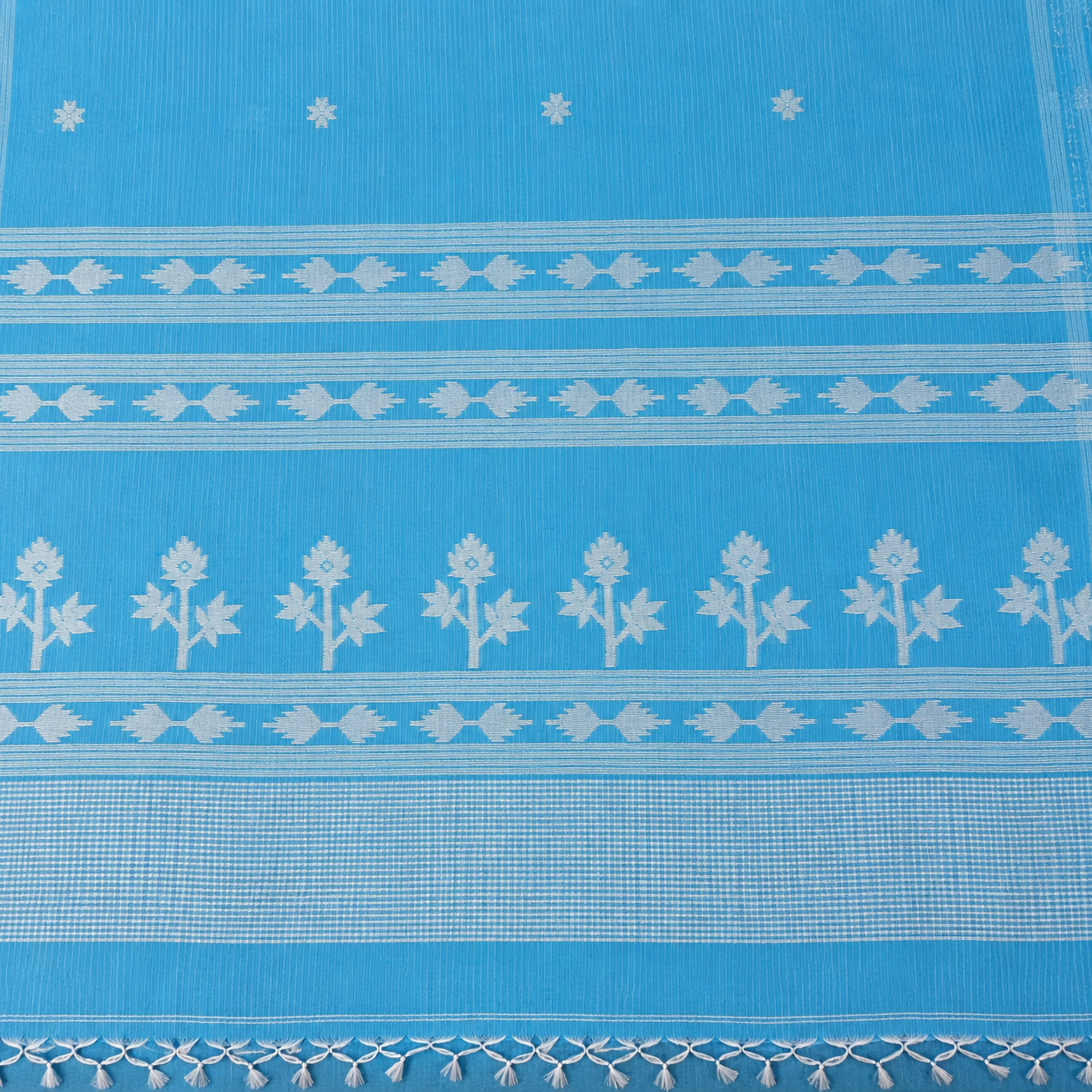 Indrani: Blue Cotton Handloom Jamdani Saree