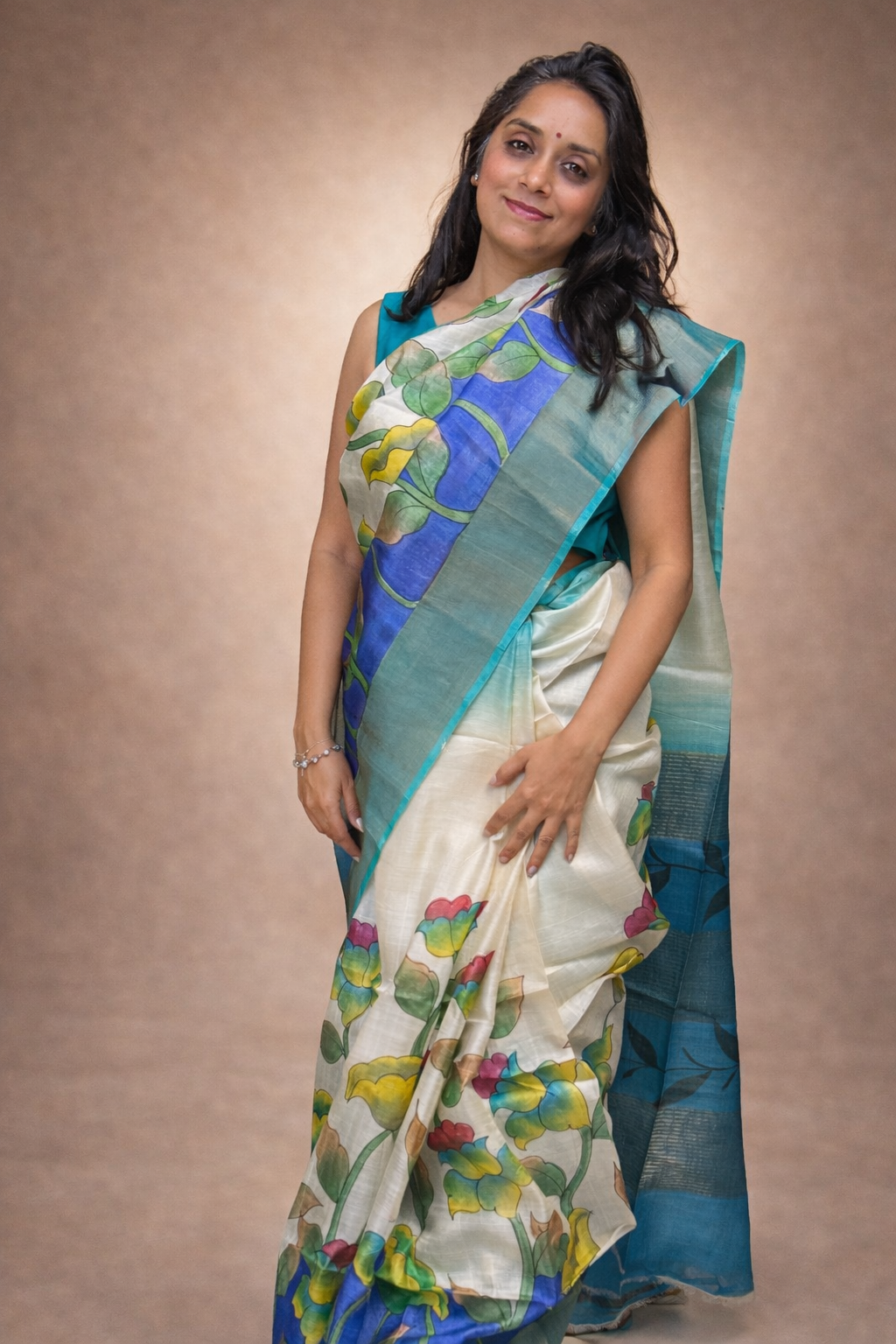 Handpainted Tussar Silk Saree