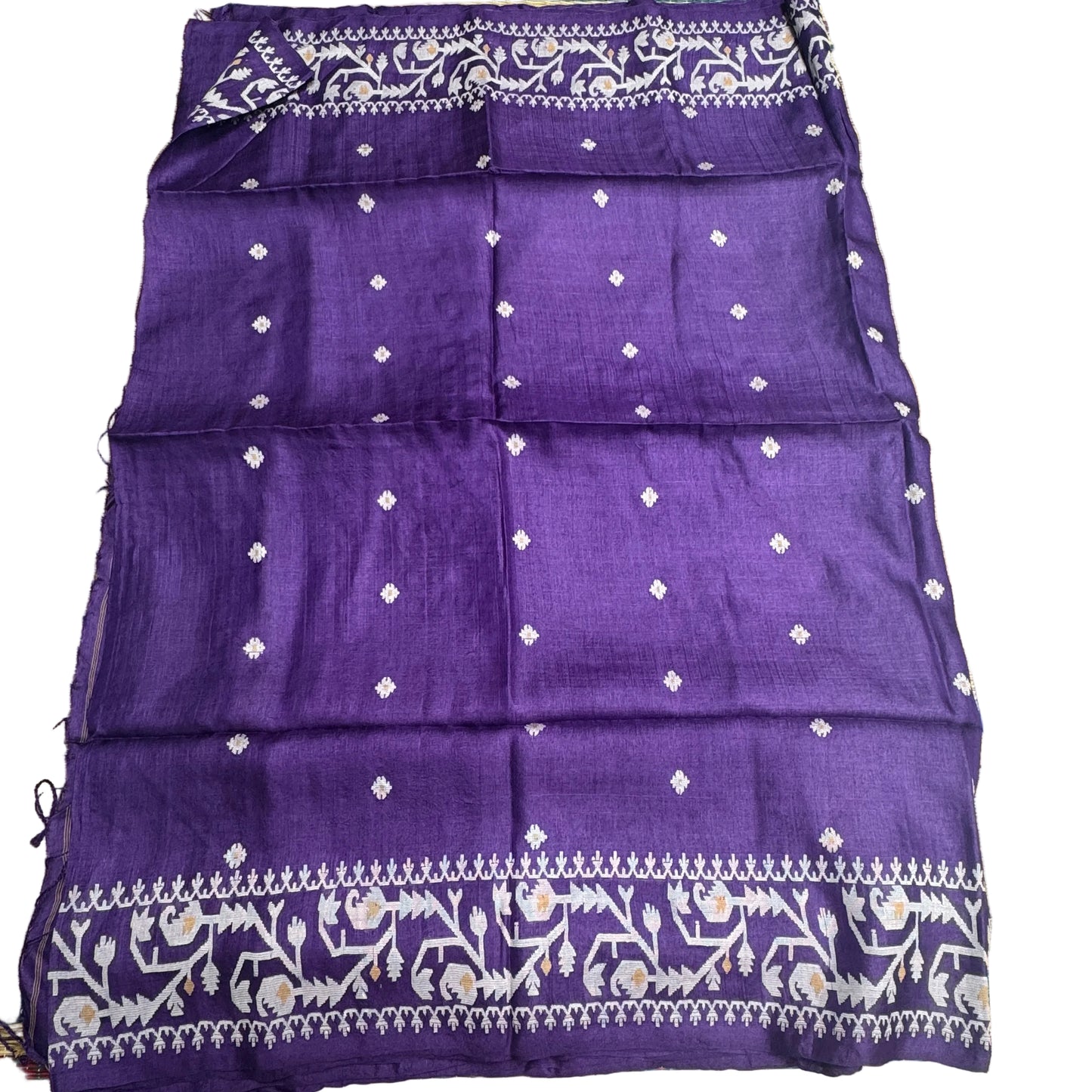 Amethyst: Purple Tussar Silk Jamdani Saree