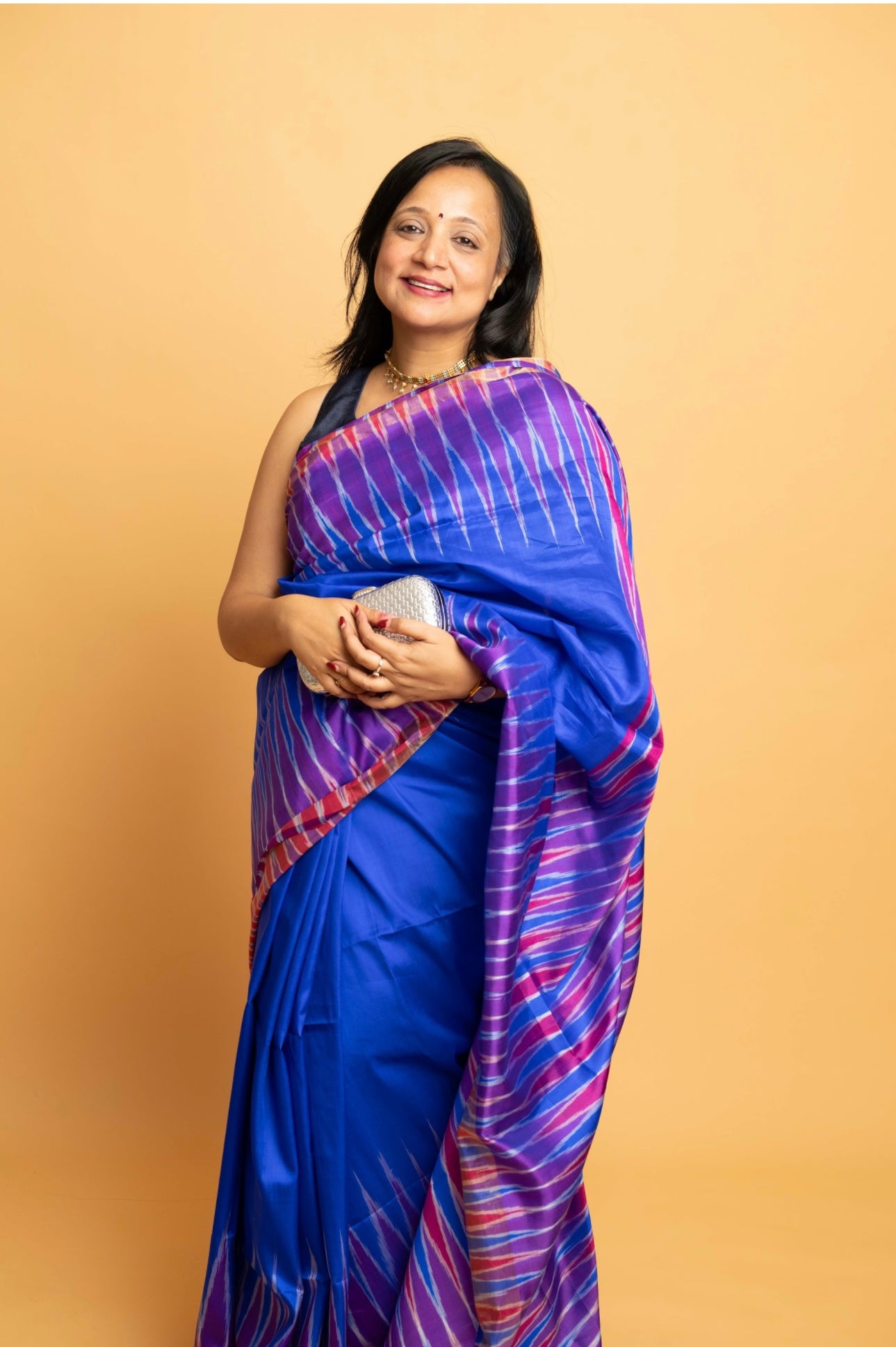 Cobalt Dream: Blue Sambalpuri Ikkat Silk Saree