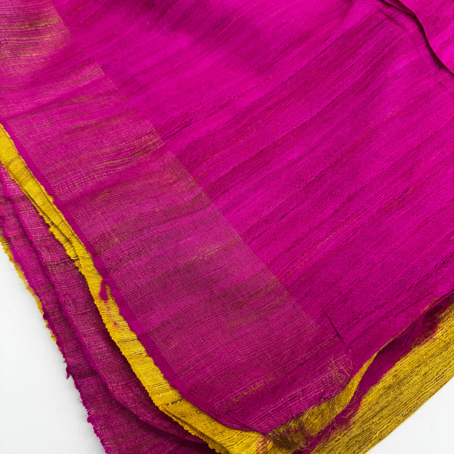 Sunspell Pink: Yellow and Pink Ghicha Silk Saree