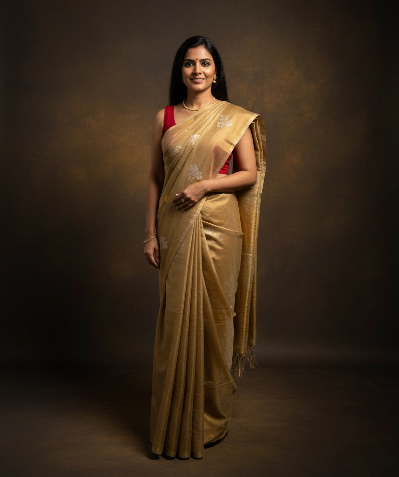 Antique-Gold Tissue Silk Saree