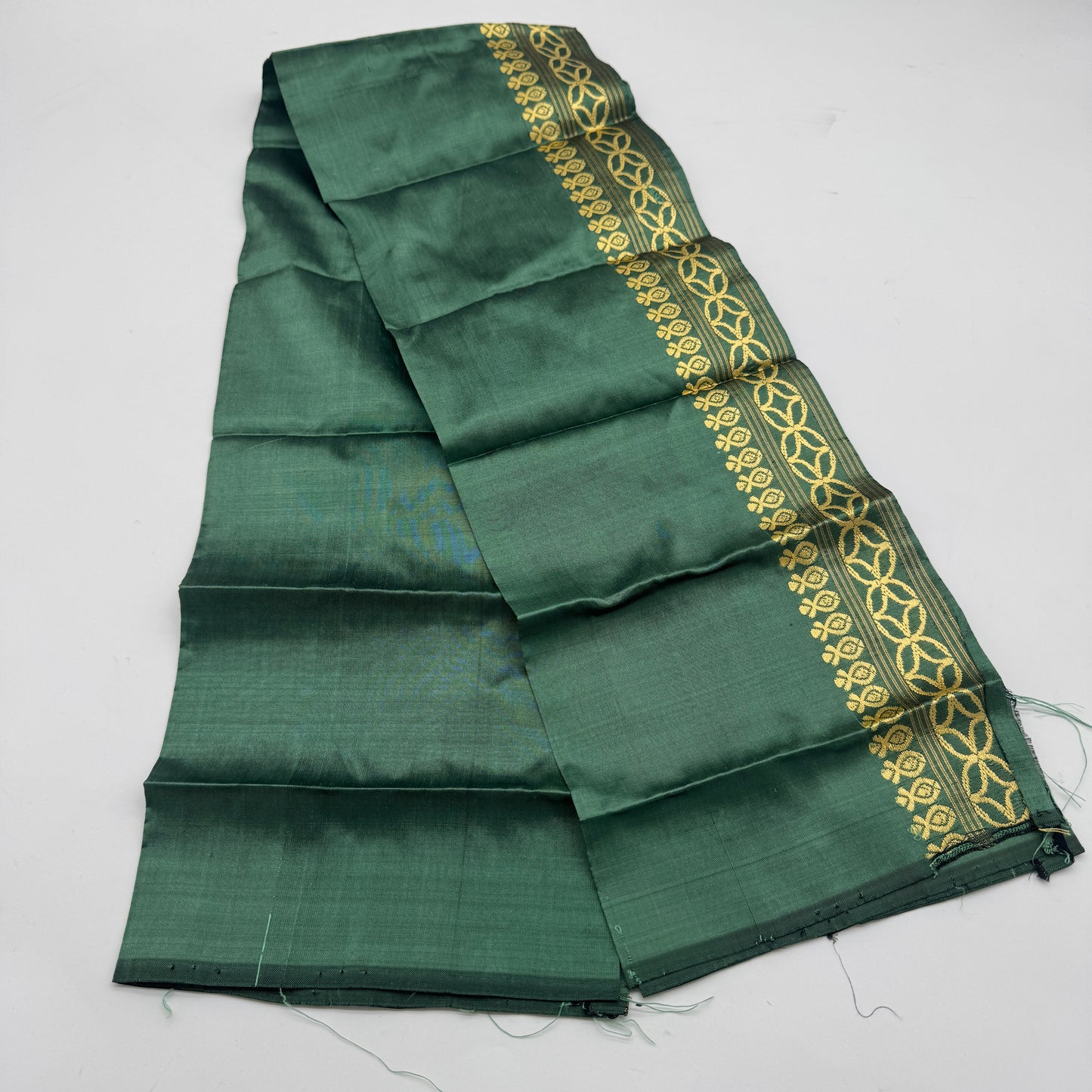 Rupohi: Green Paat Silk with Yellow Woven Motifs