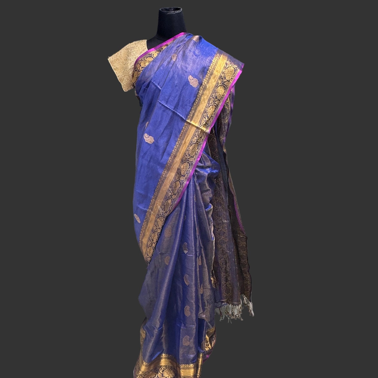 Indira: Blue tissue silk saree