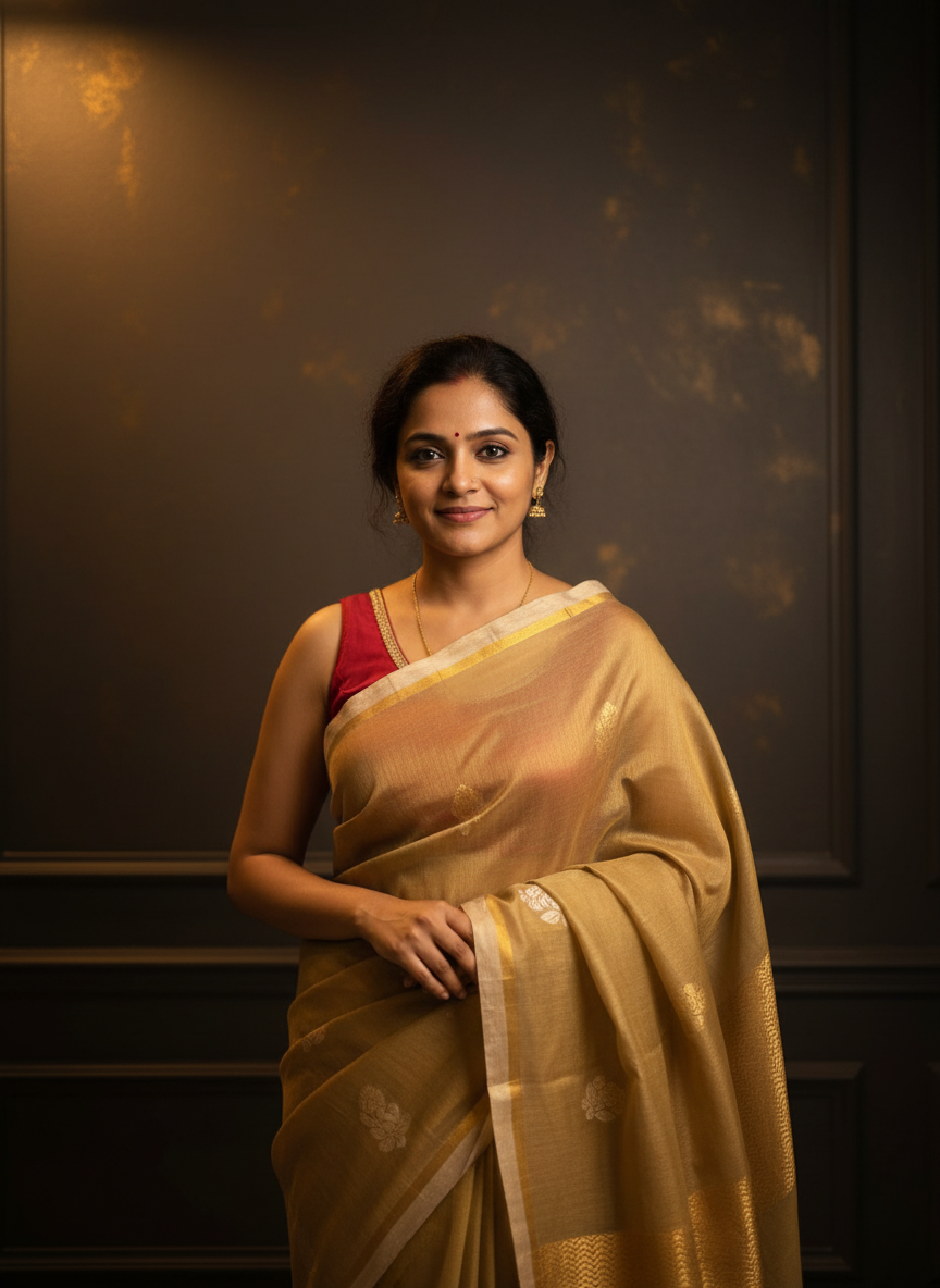 Antique-Gold Tissue Silk Saree