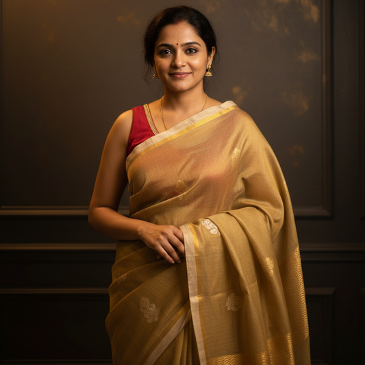 Antique-Gold Tissue Silk Saree