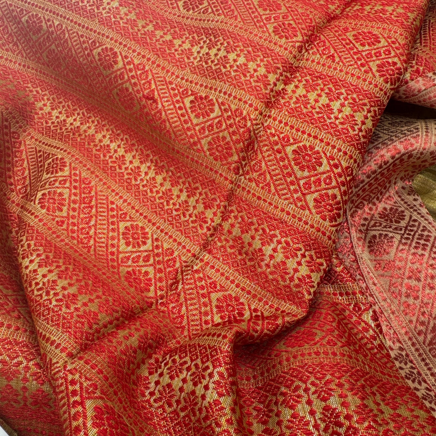 Aurelia: Gold and Red Tissue Silk Saree