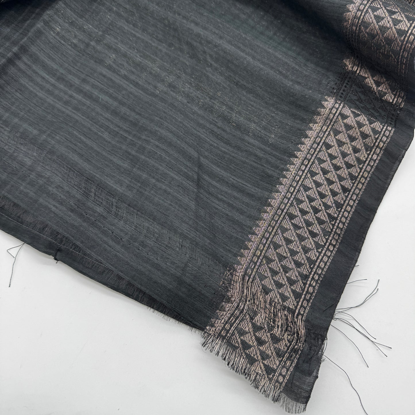 Manjari: Black Semi-Silk Saree with Silver Zari