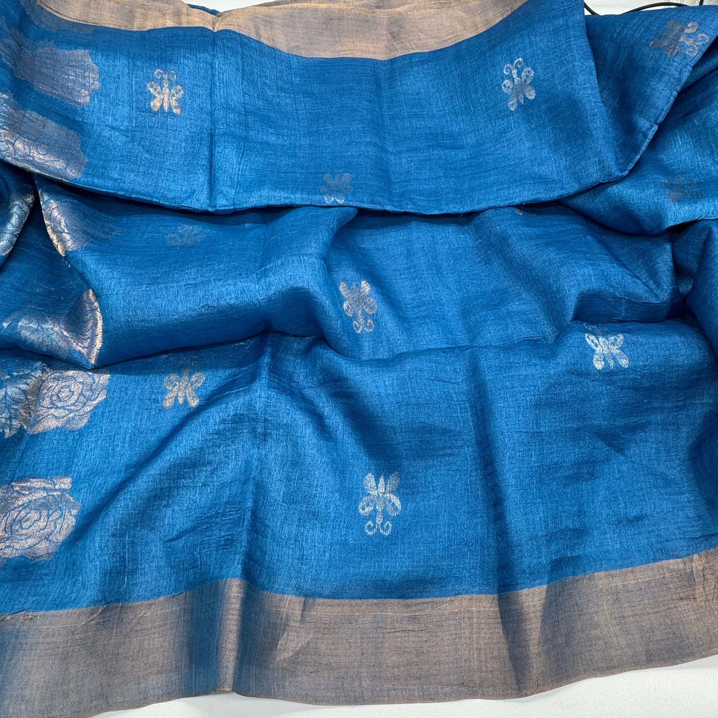 Silversky: Blue and Silver Jamdani Saree