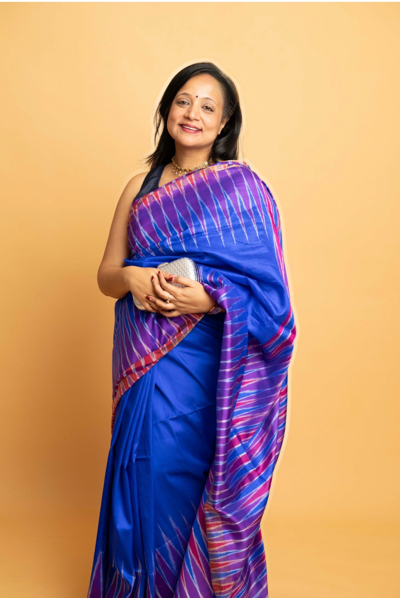 Cobalt Dream: Blue Sambalpuri Ikkat Silk Saree