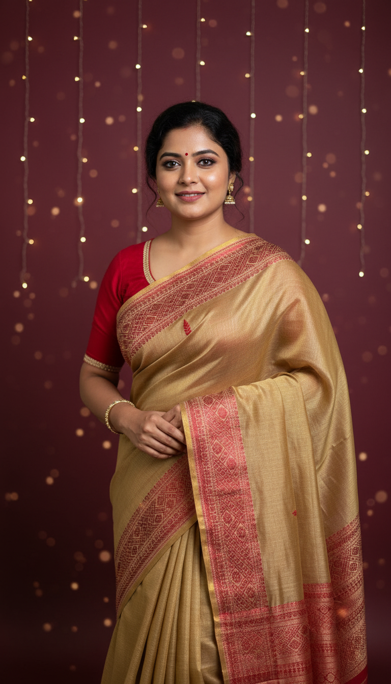 Aurelia: Gold and Red Tissue Silk Saree