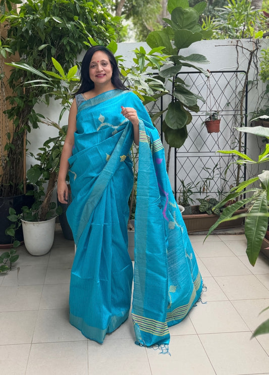 Ashima: Blue Handwoven Ghicha Silk Saree (Copy)