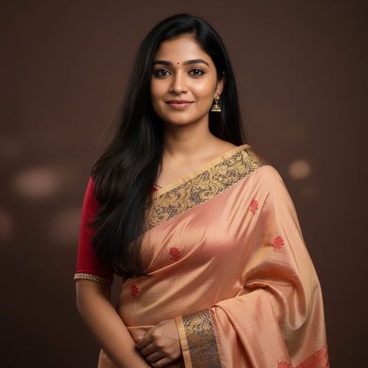 Sandalwood-Gold Tissue Silk with Baluchari Pallu