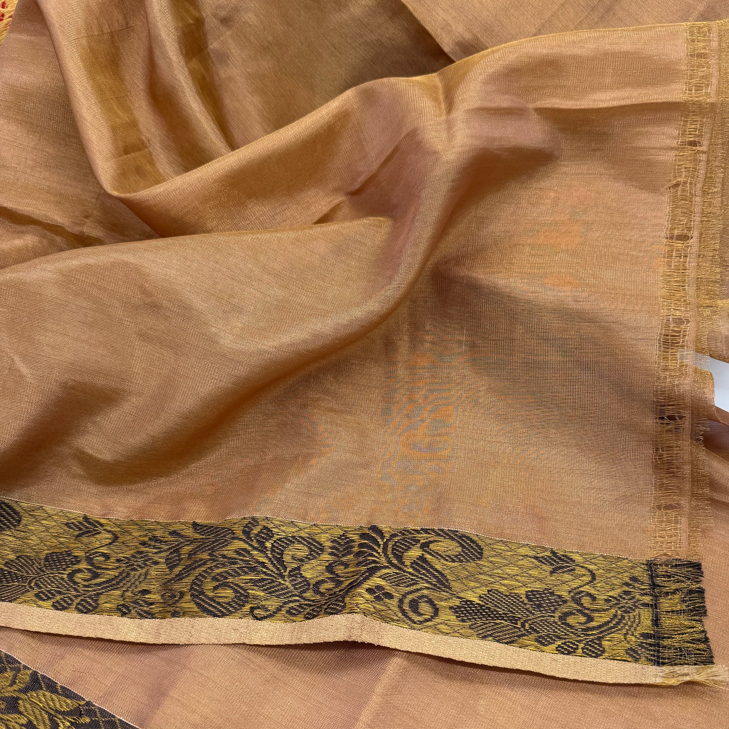 Sandalwood-Gold Tissue Silk with Baluchari Pallu